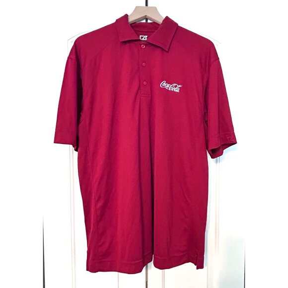 Cutter & Buck Coca-Cola Coke Employee Red Polo Men's Shirt Size Large L - Picture 1 of 6
